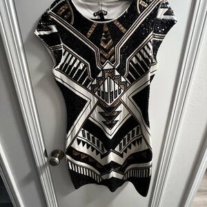 Express Stunning Aztec Sequin Women’s Medium Mini Dress